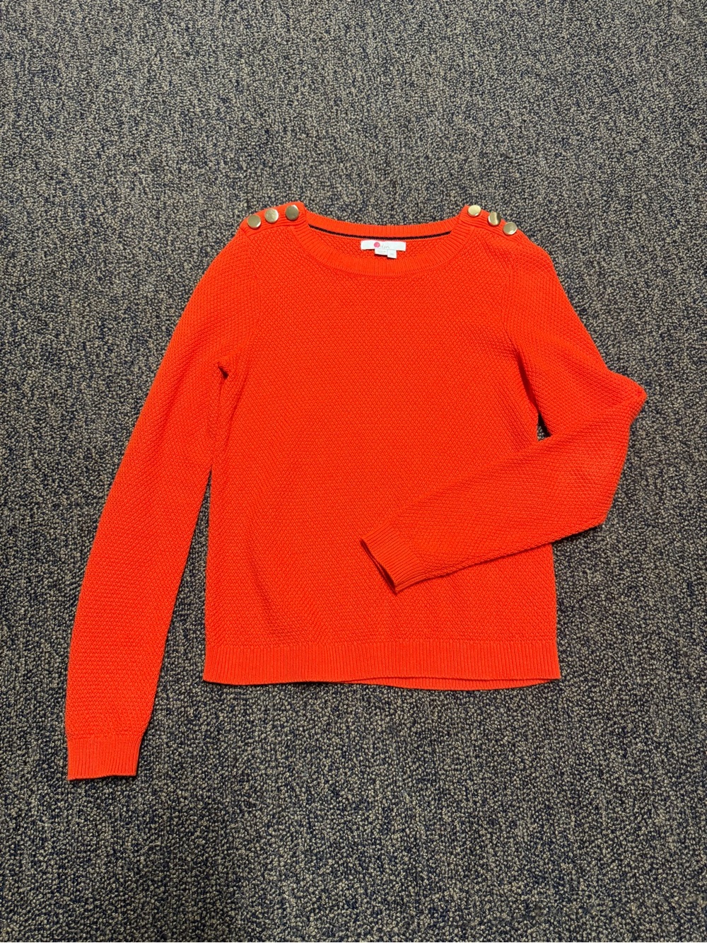 Boden Bright orange  Crewneck Sweater with Decorative Shoulder Buttons - Picture 4 of 9